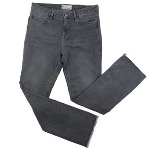 Free People Womens Gray High Rise Straight Leg Jeans Size 30 Raw Hem Ankle Cut